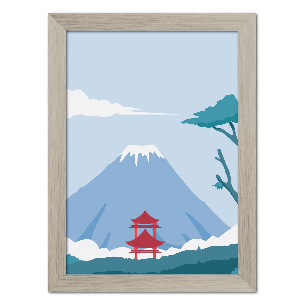 TenorArts Japan Tori Gate Mount Fuji Abstract Modern Art Framed